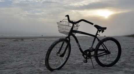 Black bike on the beach